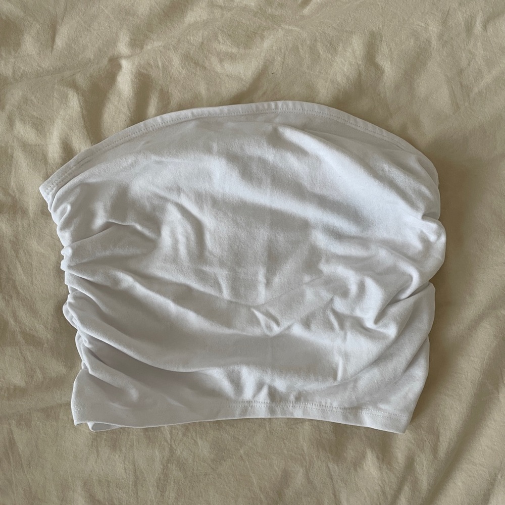 Abercrombie & Fitch White Ruched Tube Top size S